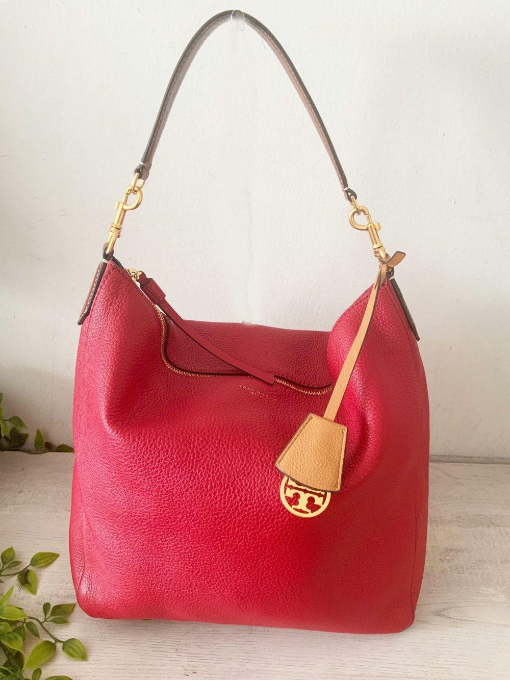 TORY BURCH RED APPLE PERRY HOBO BAG EXC CONDITION